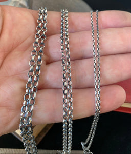 Lovely solid, 3mm sterling silver, Rolo chain,  Chunky sterling silver belcher chain.  Custom chain cut to order.