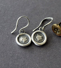 Load image into Gallery viewer, Fox earrings, sterling silver, antique wax letter seal. Wisdom, wit, shrewdness.