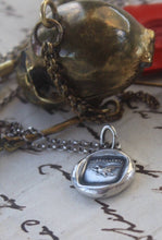 Load image into Gallery viewer, Eagle pendant, fearless eagle soaring. Antique wax seal pendant. Sterling without fear motto. brave like an eagle