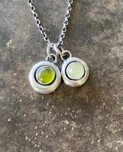 Vesuvianite Add ON. add some colour to your meaningful necklace. 6mm vesuvianite cabochon in a nugget of sterling silver.