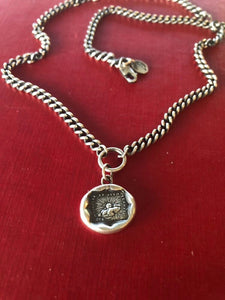 Sterling silver curb chain.  Large loop to hang your amulet, charm, treasure. made to order to your size.