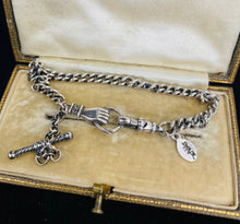 Load image into Gallery viewer, Victorian inspired, sterling silver, curb chain bracelet.