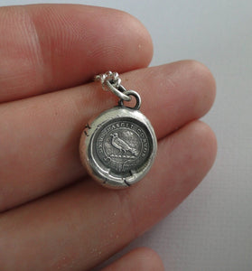 God Feeds the Ravens…. sterling silver antique wax letter seal. Religious pendant featuring a crow or raven