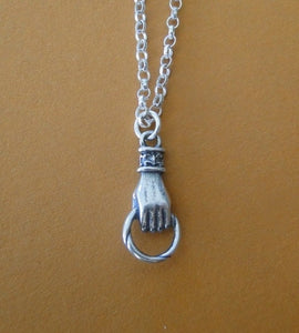 Silver hand, charm holder pendant. Victorian hand holder to hang your wax seal jewelry on.