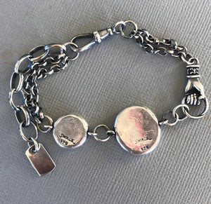 Victorian chunky silver bracelet, handmade bracelet, customised gift for her. Wonderful unique bracelet with antique wax letter seals.