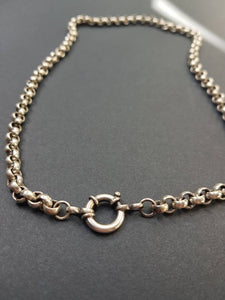 Heavy silver rolo chain. Solid silver statement chain. Luxe Victorian book chain collar.