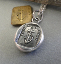 Load image into Gallery viewer, Hope Sustains me…. Sterling silver, antique wax seal impression, handmade, pendant.