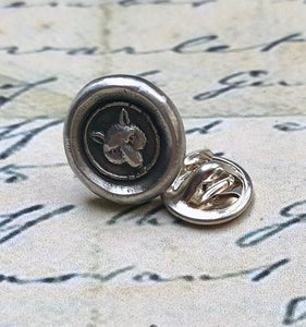 Fox tie tack/pin , sterling silver, antique wax seal, fox pin.