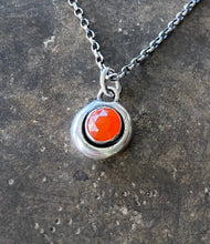 Load image into Gallery viewer, Orange Carnelian Faceted Add ON. add some colour to your meaningful necklace. 6mm orange carnelian set  in a nugget of sterling silver.
