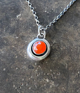 Orange Carnelian Faceted Add ON. add some colour to your meaningful necklace. 6mm orange carnelian set  in a nugget of sterling silver.