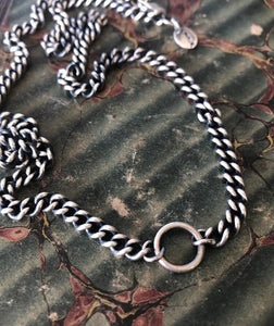 Sterling silver curb chain.  Large loop to hang your amulet, charm, treasure. made to order to your size.