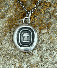 Load image into Gallery viewer, harvesting your dreams, Antique wax seal impression, pendant and chain 100% sterling silver.