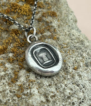 Load image into Gallery viewer, harvesting your dreams, Antique wax seal impression, pendant and chain 100% sterling silver.