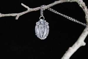 Sterling Skeleton pendant with clear Himalayan quartz.