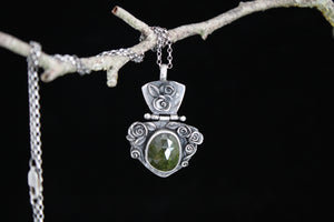 vesuvianite and sterling silver hinged pendant