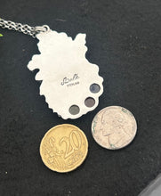 Load image into Gallery viewer, Crow skull, vesuvianite, kyanite and ruby pendant With extendable chain