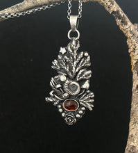 Load image into Gallery viewer, Orange Kyanite Forest pendant. Sterling silver, handmade one of a kind