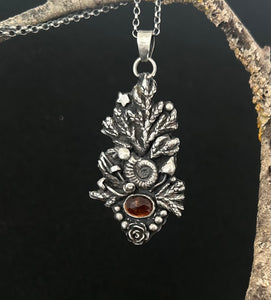 Orange Kyanite Forest pendant. Sterling silver, handmade one of a kind