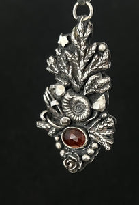 Orange Kyanite Forest pendant. Sterling silver, handmade one of a kind