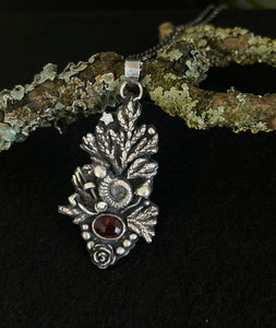 Orange Kyanite Forest pendant. Sterling silver, handmade one of a kind
