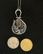 Load image into Gallery viewer, Dendritic agate pedant and chain. Sterling silver with 9k gold accents.
