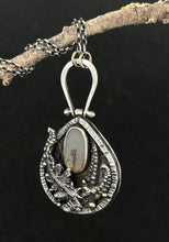 Load image into Gallery viewer, Dendritic agate pedant and chain. Sterling silver with 9k gold accents.