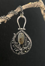Load image into Gallery viewer, Dendritic agate pedant and chain. Sterling silver with 9k gold accents.