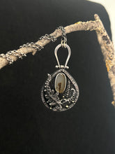 Load image into Gallery viewer, Dendritic agate pedant and chain. Sterling silver with 9k gold accents.