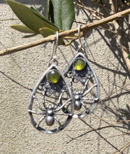 Load image into Gallery viewer, Sterling silver spider earrings.  Amethyst  Handmade oxidised earrings. (Copy)
