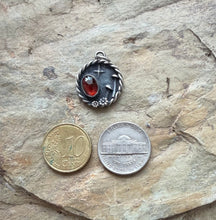 Load image into Gallery viewer, Sterling silver, hessonite garnet and mushroom pendant.