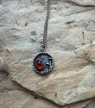 Load image into Gallery viewer, Sterling silver, hessonite garnet and mushroom pendant.