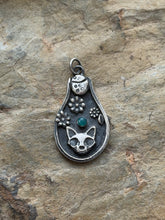 Load image into Gallery viewer, sterling silver cat skull in a potion bottle with Peruvian opal