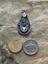 Load image into Gallery viewer, sterling silver potion bottle with cat skull, flowers and a Peruvian opal.