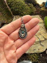 Load image into Gallery viewer, sterling silver cat skull in a potion bottle with Peruvian opal