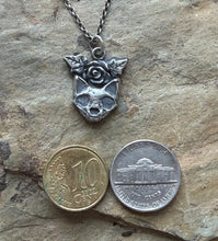 Load image into Gallery viewer, sterling silver cat skull with flower crown.  Handmade in Ireland