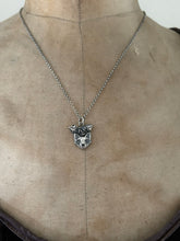 Load image into Gallery viewer, Sterling silver, handmade cat skull and flowers pendant