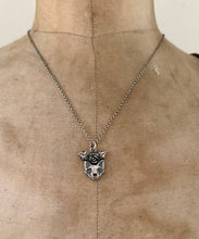 Load image into Gallery viewer, Sterling silver, handmade cat skull and flowers pendant