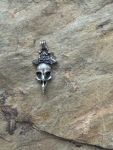 Load image into Gallery viewer, Sterling silver Ravens skull pendant.  Handmade.