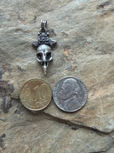 Load image into Gallery viewer, Sterling silver Ravens skull pendant.  Handmade.