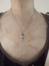 Load image into Gallery viewer, Sterling silver Ravens skull pendant.  Handmade.