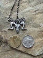 Load image into Gallery viewer, Sterling silver Steer Skull , handmade pendant