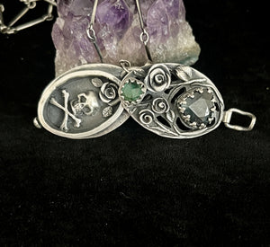 Tourmaline and sapphire duality  locket.  Today we bloom tomorrow we die.