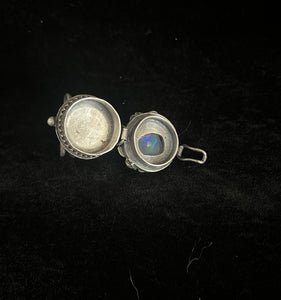 Opal, gold, silver poison locket ring.  handmade sterling silver size 7...