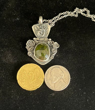 Load image into Gallery viewer, vesuvianite and sterling silver hinged pendant