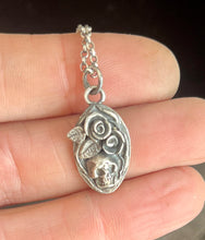 Load image into Gallery viewer, Tiny Skull and rose pendant 1.  Sterling silver, handmade.