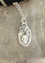 Load image into Gallery viewer, Tiny Skull no. 3. handmade sterling silver pendant.