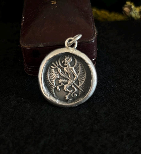 Little Devil amulet. Sterling silver, Made from the impression of an old 1920's button.