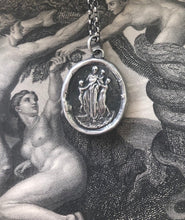 Load image into Gallery viewer, Motherhood, family.  Ideal Roman family portrait.  Antique wax letter seal pendant. Sterling wax seal impression