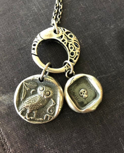 Sterling Filigree charm holder.  Spring closure, ideal to hang your SWALK charms on.