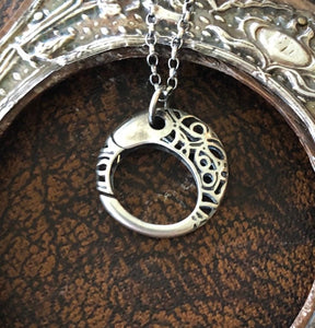 Sterling Filigree charm holder.  Spring closure, ideal to hang your SWALK charms on.